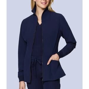 NWT Mandala Women's Modern Scrub Jacket Navy Size XL